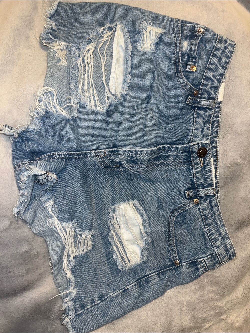Almost Famous Light Blue Distressed Denim Shorts